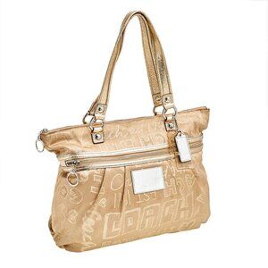 Vintage Coach Poppy Story Patch Gold Glam Tote Bag